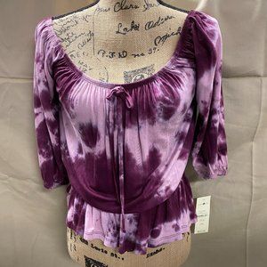 NWT-Wishful Park maroon and pink tie dyed blouse, size large.